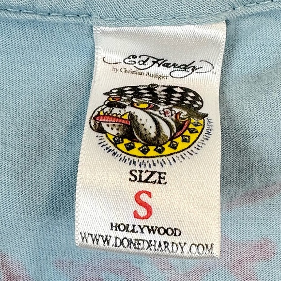 Vintage Y2K Ed Hardy Christian Audigier Golden Rose of Love Babydoll Tee Shirt S - Picture 5 of 11